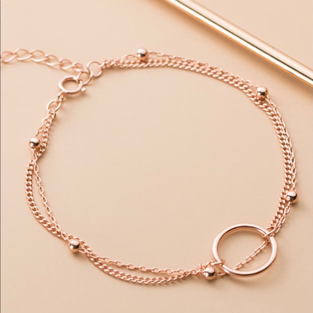 Silver Bead Geometric Minimalist Strand Bracelet